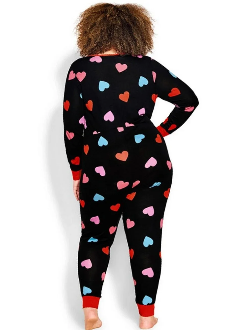 Avenue Plus Size 22/24 Heart Print Adult Onesie Pajamas Open Foot